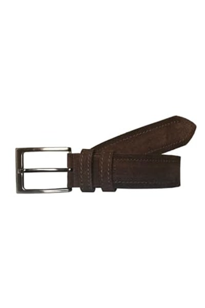 Hakiki Deri Süet Koyu Kahverengi Kemer 4 cm