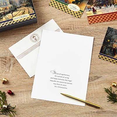 Hallmark Thomas Kinkade Noel kartı çeşitleri, karlı sahneler (3 tasarım, zarflı 24 kart)