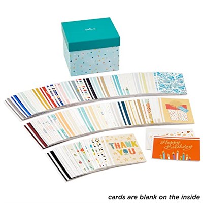 Hallmark Tüm Durum Kutulu Kart Düzenleyicili Çeşitli Boş Tebrik Kartları Seti (100lü Paket) —Doğum Günü, Teşekkür Ederiz, Tebrikler, Düğün, Bebek, Seni Düşünme, Sempati