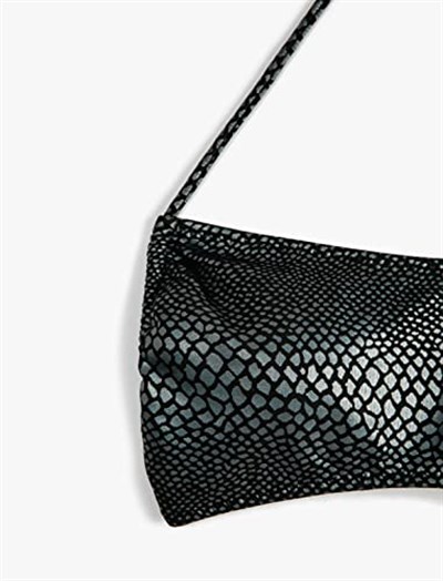 Halter Yaka Bikini Üstü Jakarlı Baskılı