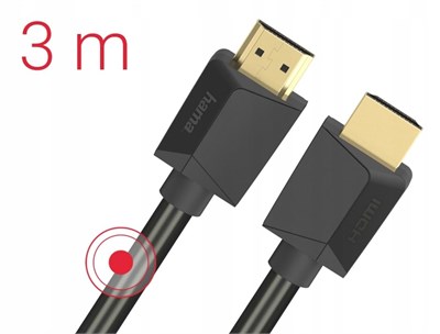 Hama HDMI kablosu 3 metre ultra yüksek hızlı (monitör kablosu 4K / 8K, 48 Gbit/s, UHD ekran kablosu, eARC, Ethernet, HDR, bükülme koruması, 120 Hz/60 Hz) 3 m - Seçenekler: 2 meter, 3m