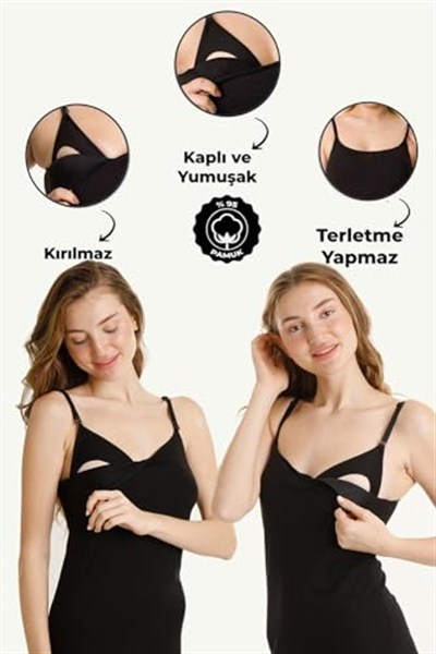Hamile Kaplı Emzirme Atletli 2li Set siyah-siyah