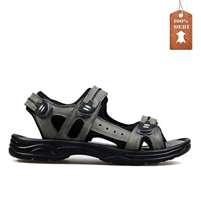 HAMMER JACK 556 1617 HAKİKİ DERİ CONFORT CASUAL GÜNLÜK ANATOMİK SANDALET GRİ 37