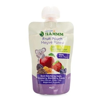 HAMMM Karamürver Elma Çilek Böğürtlen Ve Propolis Meyve Püresi 90 gr