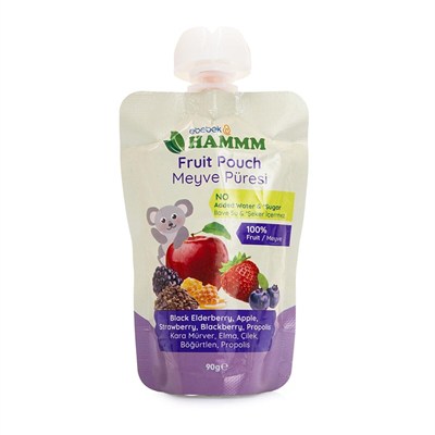 HAMMM Karamürver Elma Çilek Böğürtlen Ve Propolis Meyve Püresi 90 gr