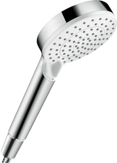 hansgrohe Crometta - Duş Başlığı, 2 Püskürtme Türlü El Duşu (Çap 100 mm), Kireç Önleyici Fonksiyonlu Duş Başlığı, Beyaz/Krom
