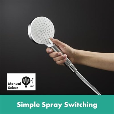 hansgrohe Crometta - Duş Başlığı, 2 Püskürtme Türlü El Duşu (Çap 100 mm), Kireç Önleyici Fonksiyonlu Duş Başlığı, Beyaz/Krom