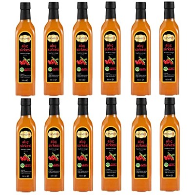 Hanzade Bitkisel Alıç Sirkesi 500 ML x 12 Adet Doğal Fermantasyon İçilebilir Katkısız Cam Şişe