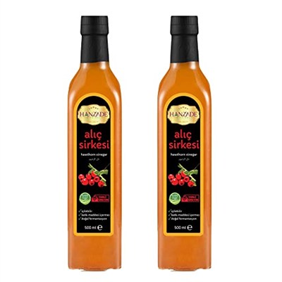 Hanzade Bitkisel Alıç Sirkesi 500 ML x 2 Adet Doğal Fermantasyon İçilebilir Katkısız Cam Şişe
