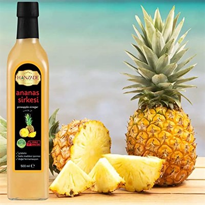 Hanzade Bitkisel Ananas Sirkesi 500 ML x 2 Adet Doğal Fermantasyon İçilebilir Katkısız Cam Şişe