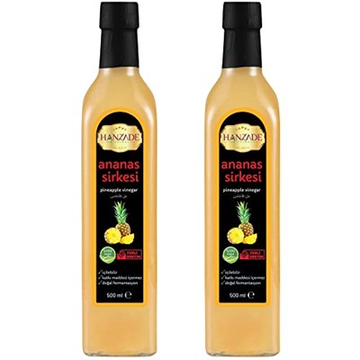 Hanzade Bitkisel Ananas Sirkesi 500 ML x 2 Adet Doğal Fermantasyon İçilebilir Katkısız Cam Şişe