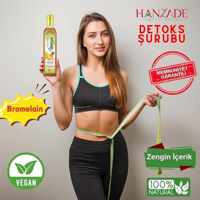 Hanzade Bitkisel Ananaslı & Sandaloz Sakızlı Detox Şurubu Kürü Bromelain 475 ml 3lü Set Güçlü Antioksidan Formül