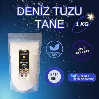 Hanzade Bitkisel Çankırı Kaya Tuzu + Himalaya Tuzu + Deniz Tuzu (Tane Öğütülmemiş, 1 Kg x 3’lü Set) Doğal Tuz Seti