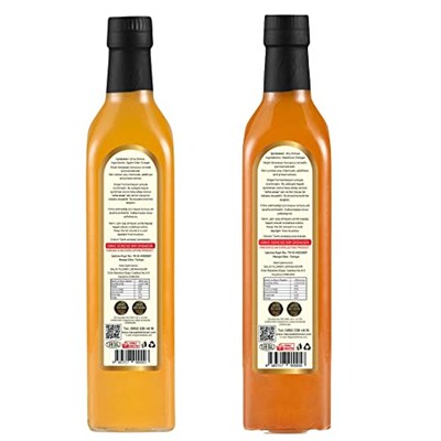 Hanzade Bitkisel Elma + Alıç Sirkesi 500 ML 2li Set Doğal Fermantasyon İçilebilir Katkısız Cam Şişe