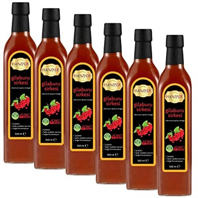 Hanzade Bitkisel Gilaburu Sirkesi 500 ML x 6 Adet Doğal Fermantasyon İçilebilir Katkısız Cam Şişe