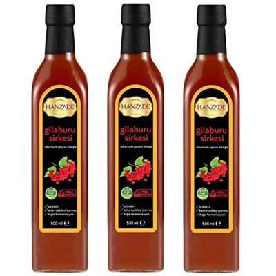 Hanzade Bitkisel Gilaburu Sirkesi 500 ML x 3 Adet Doğal Fermantasyon İçilebilir Katkısız Cam Şişe