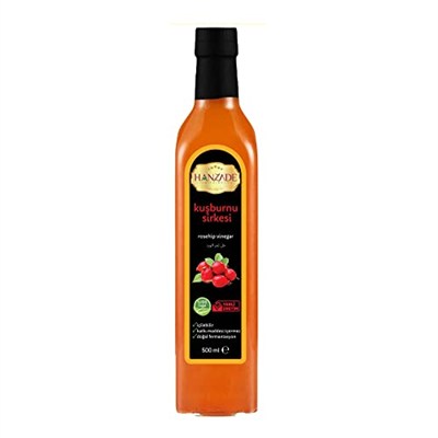 Hanzade Bitkisel Kuşburnu Sirkesi 500 ML Doğal Fermantasyon İçilebilir Katkısız Cam Şişe
