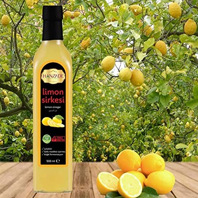 Hanzade Bitkisel Limon Sirkesi 500 ML x 3 Adet Doğal Fermantasyon İçilebilir Katkısız Cam Şişe