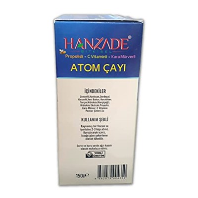 Hanzade Bitkisel Propolisli - C Vitaminli - Kara Mürverli Atom Çayı Kış Çayı 150 Gr x 3 Adet