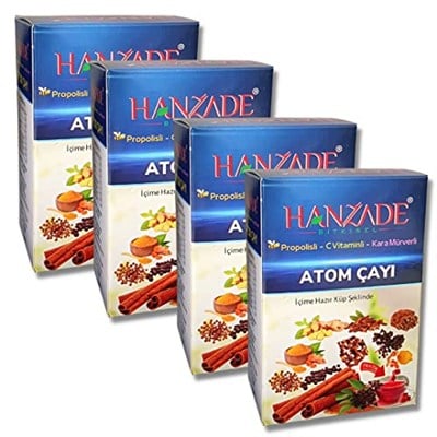 Hanzade Bitkisel Propolisli - C Vitaminli - Kara Mürverli Atom Çayı Kış Çayı 150 Gr x 4 Adet