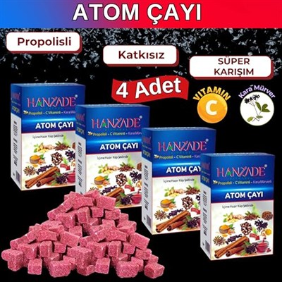 Hanzade Bitkisel Propolisli - C Vitaminli - Kara Mürverli Atom Çayı Kış Çayı 150 Gr x 4 Adet