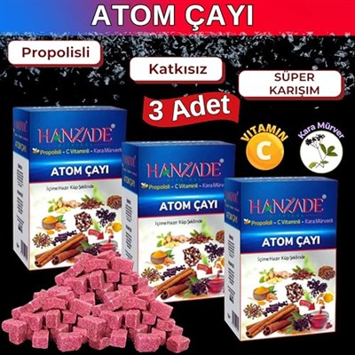 Hanzade Bitkisel Propolisli - C Vitaminli - Kara Mürverli Atom Çayı Kış Çayı 150 Gr x 3 Adet