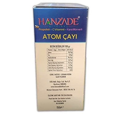 Hanzade Bitkisel Propolisli - C Vitaminli - Kara Mürverli Atom Çayı Kış Çayı 150 Gr x 3 Adet