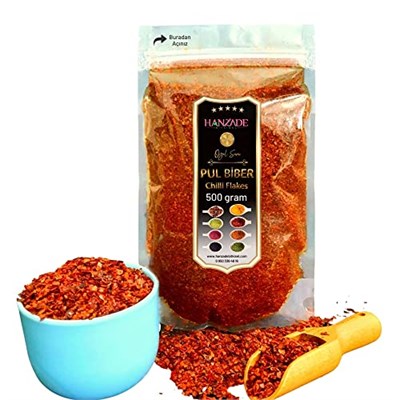 Hanzade Bitkisel Pul Biber İnce Orta Acılı 500 Gr - Seçenekler: 1 Kg, 100 Gr, 250 Gr, 500 Gr