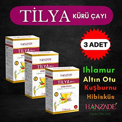 Hanzade Bitkisel Tilya Kürü Form Çayı Kuşburnu Altın Otu Ihlamur Karışık Bitki Çayı 20 Süzen Poşet x 3 Adet