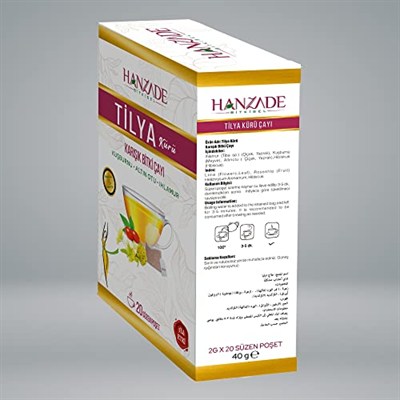 Hanzade Bitkisel Tilya Kürü Form Çayı Kuşburnu Altın Otu Ihlamur Karışık Bitki Çayı 20 Süzen Poşet x 3 Adet