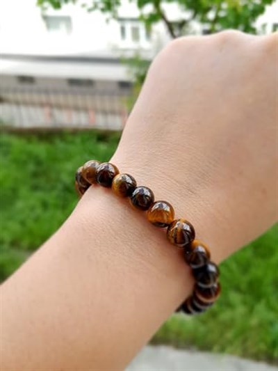 happysmile Kaplan Gözü ve Sitrin Taşı Bileklik, Kahve Rengi, Yuvarlak, Basic, 1 adet, Kadın, Yetişkin