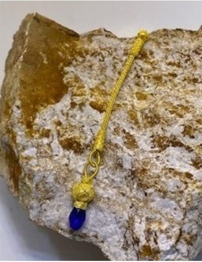 Hardal Zirkon Taşlı Altın Rengi Kısa Püskül-1