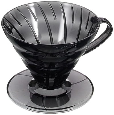 Hario V60 02 Plastik Dripper ve 40’lı Filtre Kağıdı Seti, Siyah Şeffaf