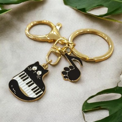 Harmonie de Chats Hediyelik Müzik ve Kedi Figürlü Emaye Metal Anahtarlık
