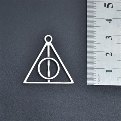 Harry Potter Ölüm Yadigarları Üçgen Deri ip Kolye - Gümüş Kaplama - Kadın Erkek Kolye - No:896