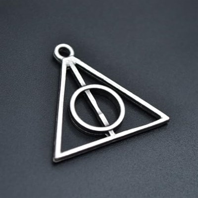 Harry Potter Ölüm Yadigarları Üçgen Deri ip Kolye - Gümüş Kaplama - Kadın Erkek Kolye - No:896