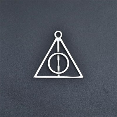 Harry Potter Ölüm Yadigarları Üçgen Erkek Kadın Kolye Antik Gümüş Kaplama - 60 cm Düz Zincir