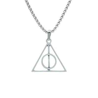 Harry Potter Ölüm Yadigarları Üçgen Örme Zincir Kolye - Gümüş Kaplama - Erkek Kadın Kolye - No:1415