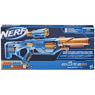 Hasbro Nerf Elite 2.0 Eaglepoint Rd-8 Atıcı 8 Dart Tamburu, Çıkarılabilir Nişan Dürbünü Ve Namlu, 16 Nerf Dart, Sürgü Hareketi