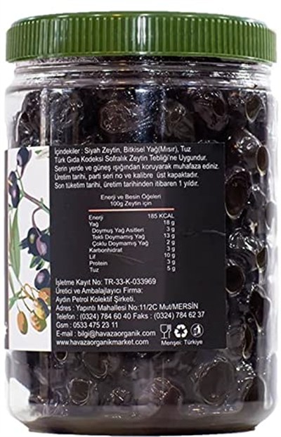 HAVAZA Siyah Sele Zeytin - 750 gr. (291-320 Kalibre)