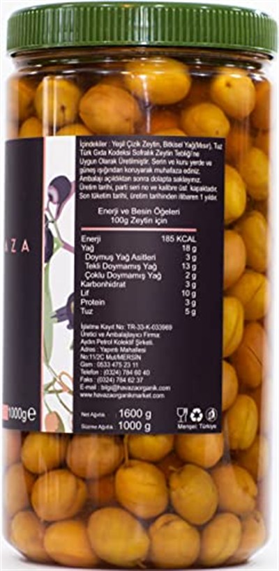 HAVAZA Yeşil Çizik Zeytin - 1000 gr. (201-230 Kalibre)
