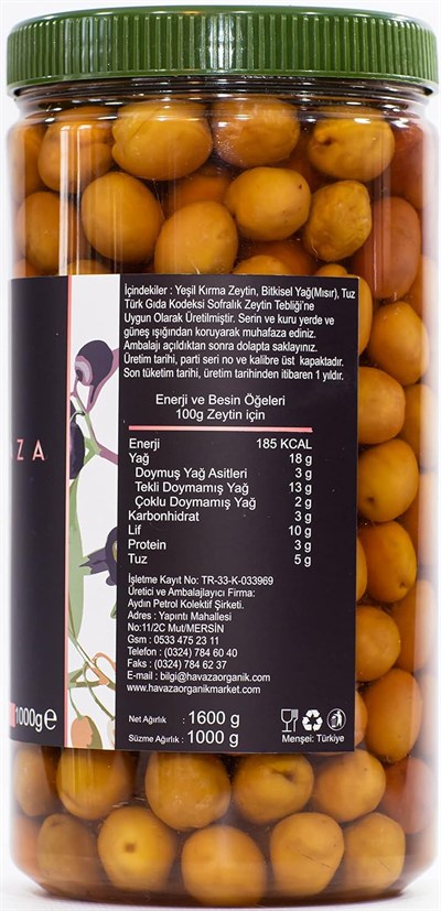 HAVAZA Yeşil Kırma Zeytin - 1000 gr. (261-290 Kalibre)