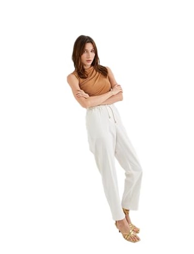Havuç Pantolon Beli Bağcıklı Yüksek Bel Cep Detaylı