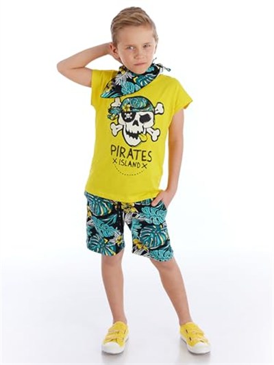 Hawaii Erkek Çocuk T-shirt Şort Bandana Takım