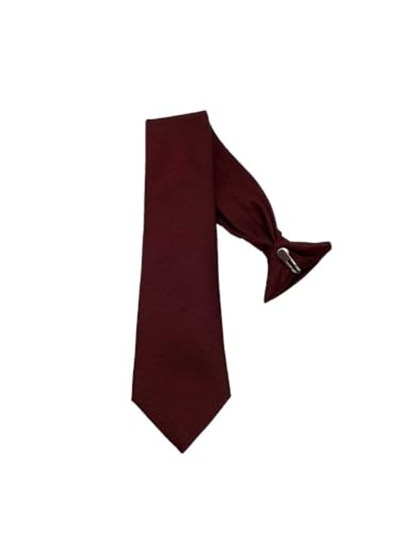 Hazır Bağlanmış Klipsli Bordo Kravat