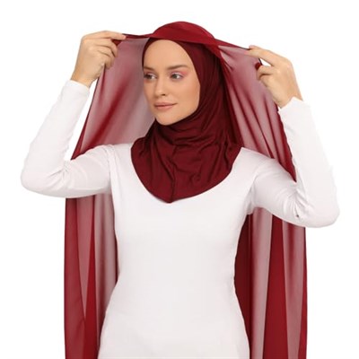 Hazır Lüks Pratik Hijablı Şifon Şal