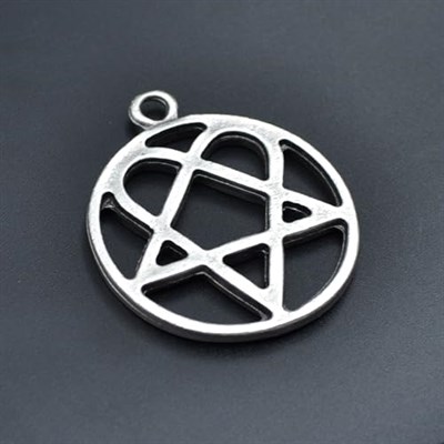 Heartagram Deri ip Kolye - Gümüş Kaplama - Kadın Erkek Kolye - No:838