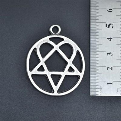 Heartagram Deri ip Kolye - Gümüş Kaplama - Kadın Erkek Kolye - No:838