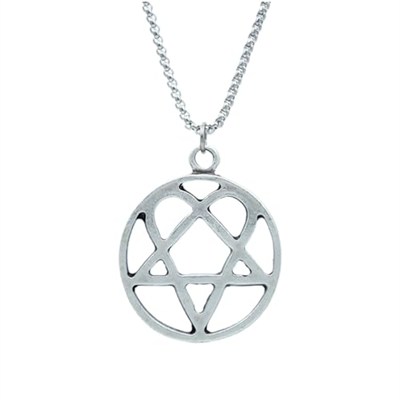 Heartagram Örme Zincir Kolye - Gümüş Kaplama - Erkek Kadın Kolye - No:1361