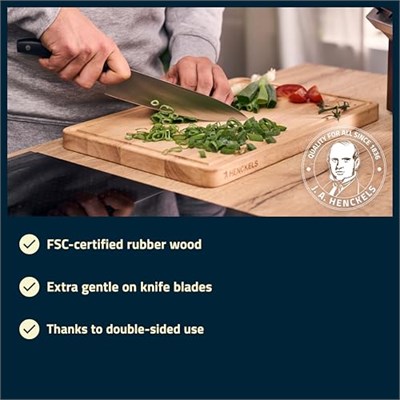 HENCKELS by ZWILLING Kesme tahtası ahşap kesme tahtası, 40 x 27,5 x 2,5 cm, meyve suyu oluğu, çift taraflı kullanılabilir